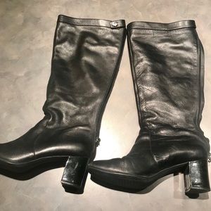 Tahari Black Chunky High Boots